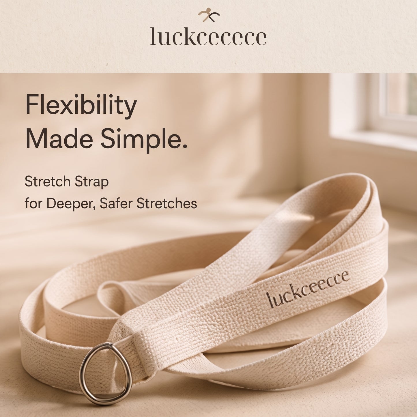 LUCKCECECE Stretch & Recovery Strap – Multi-Loop Yoga Stretching Belt, Physical Therapy Mobility Strap for Legs, Shoulders & Flexibility