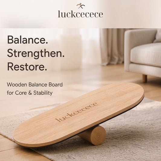 LUCKCECECE Balance Atelier Board for Adults – Wooden Wobble Board, Core Stability Trainer, Ankle Rehab & Home Fitness Equipment